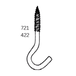 Line drawing of a curved tool with a screw-threaded top, resembling a hook, with the numbers 721 and 422 to the left.