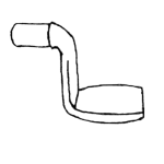 Sketch of an L-shaped pipe elbow with two open ends (hand-drawn line drawing)